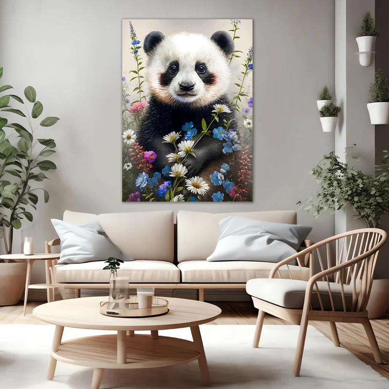 5D Diamond Painting – Panda Mit Blumen