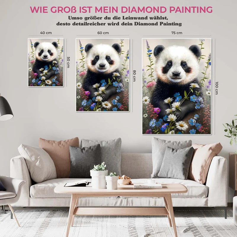 5D Diamond Painting – Panda Mit Blumen