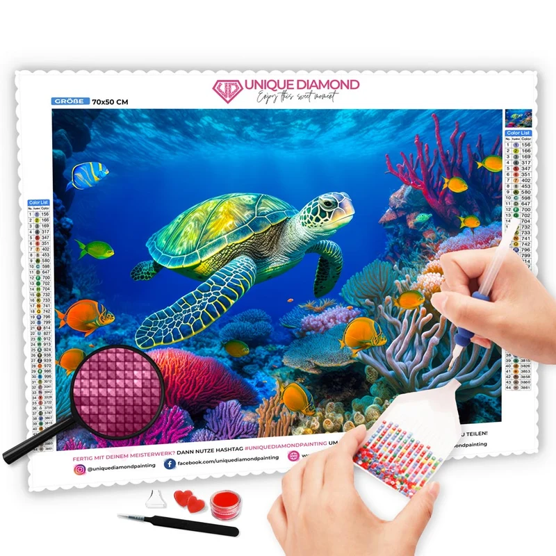 5D Diamond Painting – Schwimmende Schildkröte
