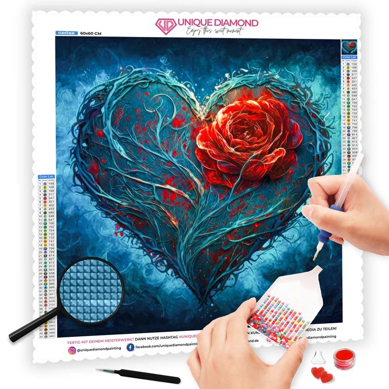 5D Diamond Painting – Herz Mit Rose