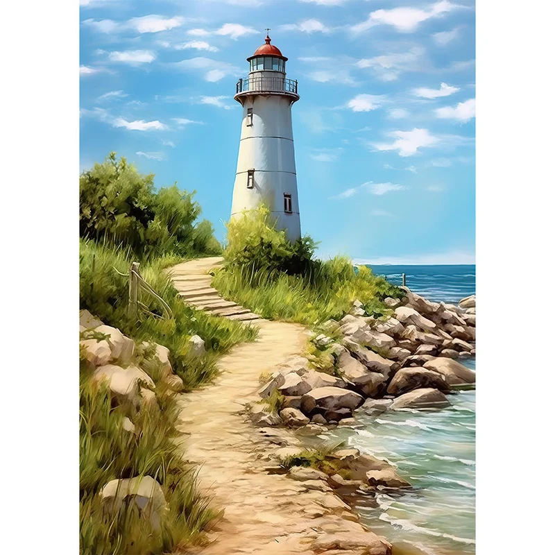 5D Diamond Painting – Weg zum Leuchtturm