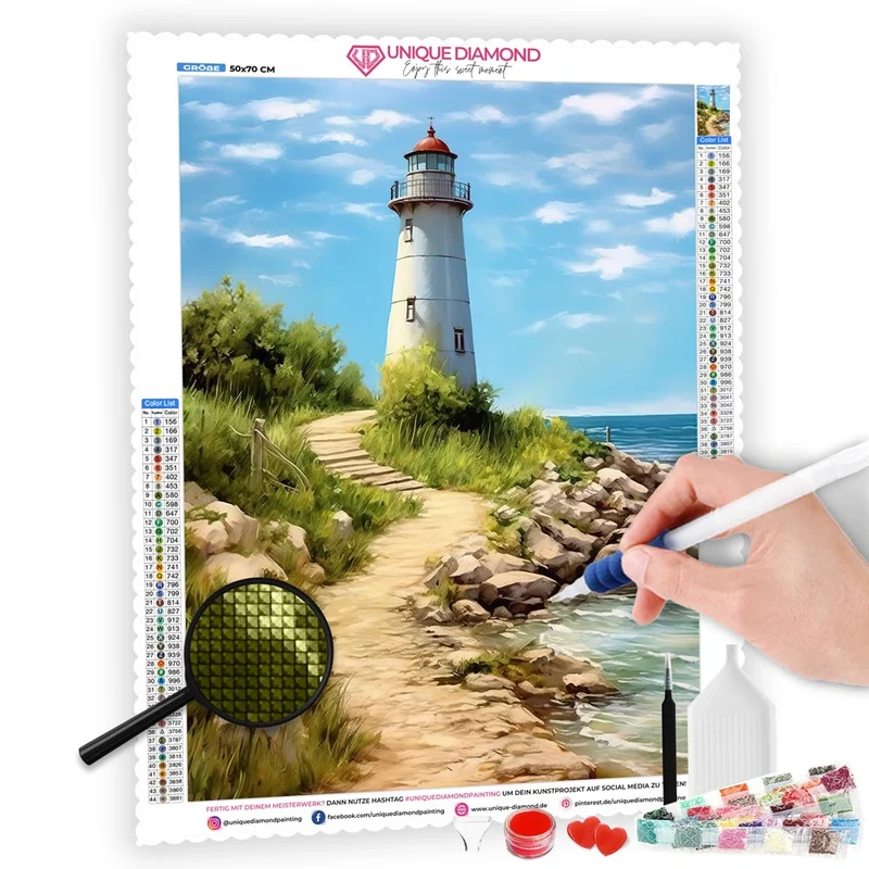 5D Diamond Painting – Weg zum Leuchtturm