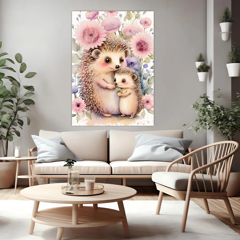 5D Diamond Painting – Igel Mama mit Kind