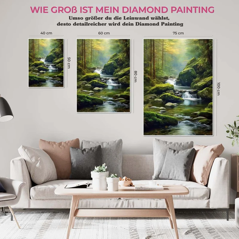 5D Diamond Painting – Fluss in den Bergen