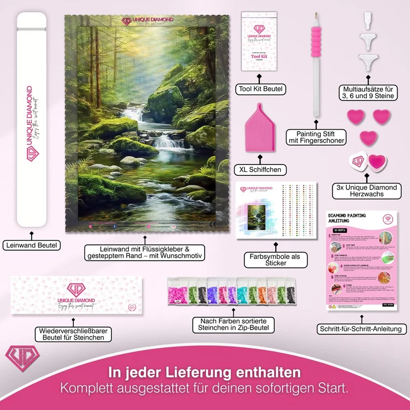 5D Diamond Painting – Fluss in den Bergen