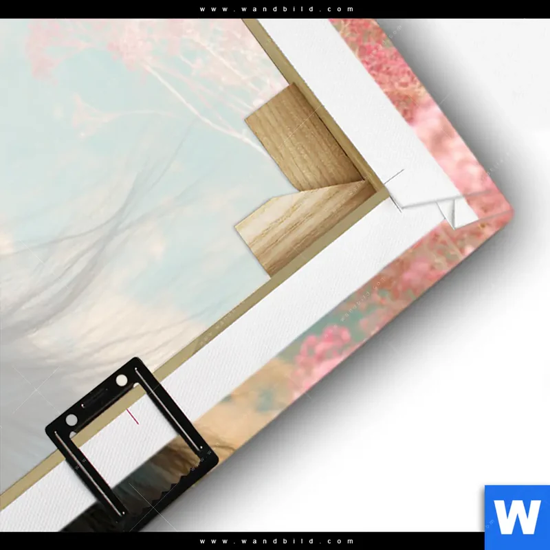 Leinwandbild | Schwarzes Pferd im Blütenmeer | Panorama