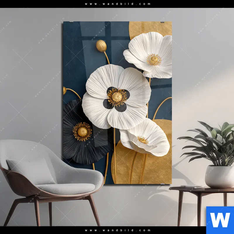 Acrylglasbild | Golden Poppies | Hochformat