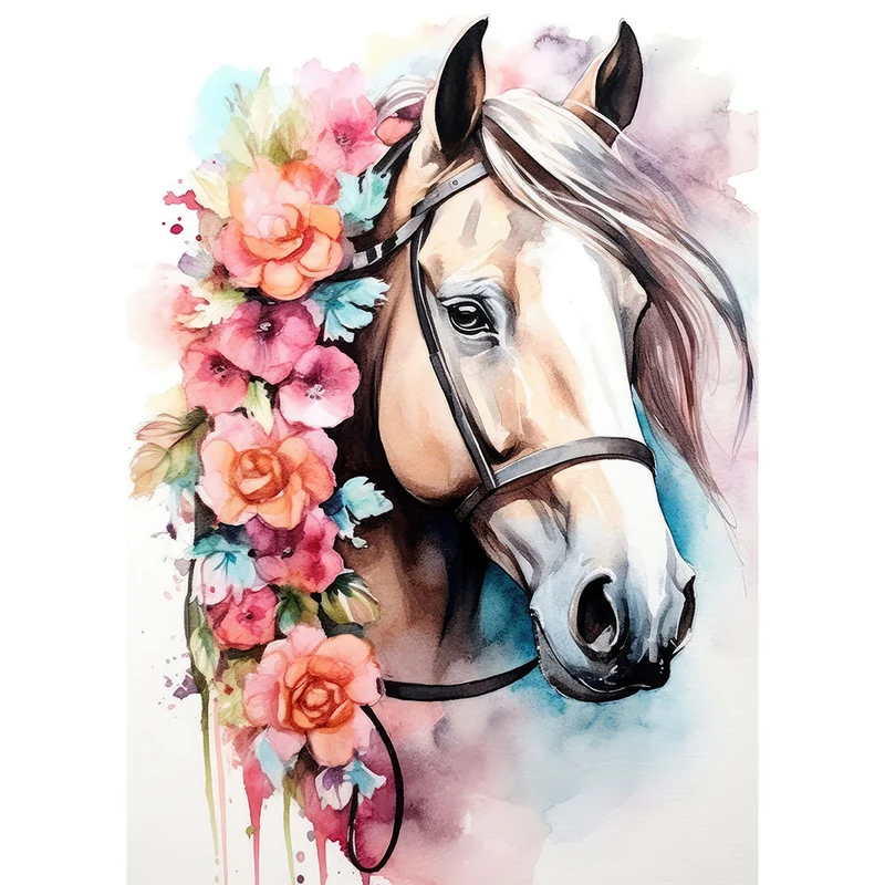 5D Diamond Painting – Horse With Flowers