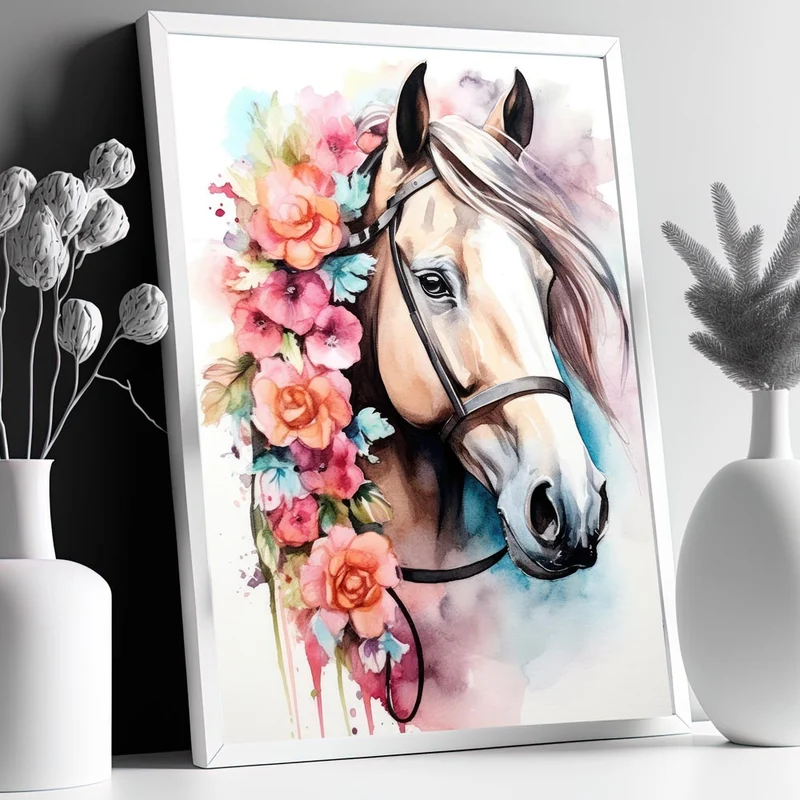 5D Diamond Painting – Horse With Flowers