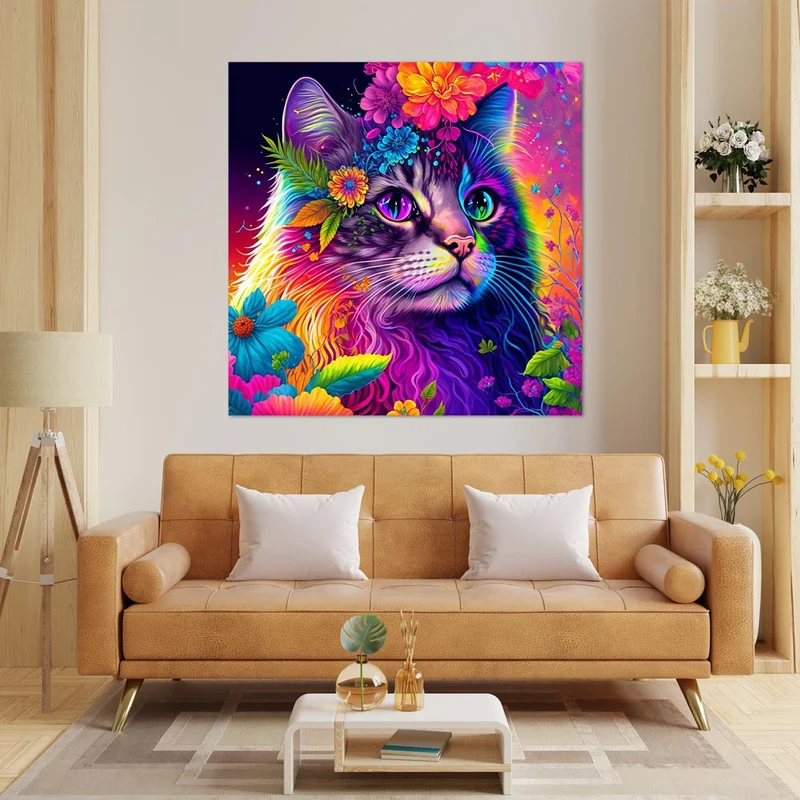 5D Diamond Painting – Katze Mit Blumen