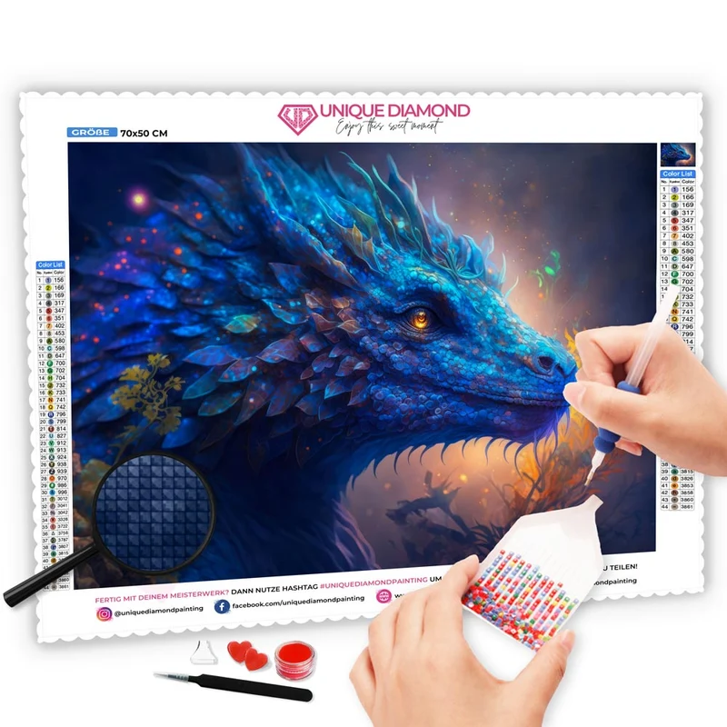 5D Diamond Painting – Blauer Drache