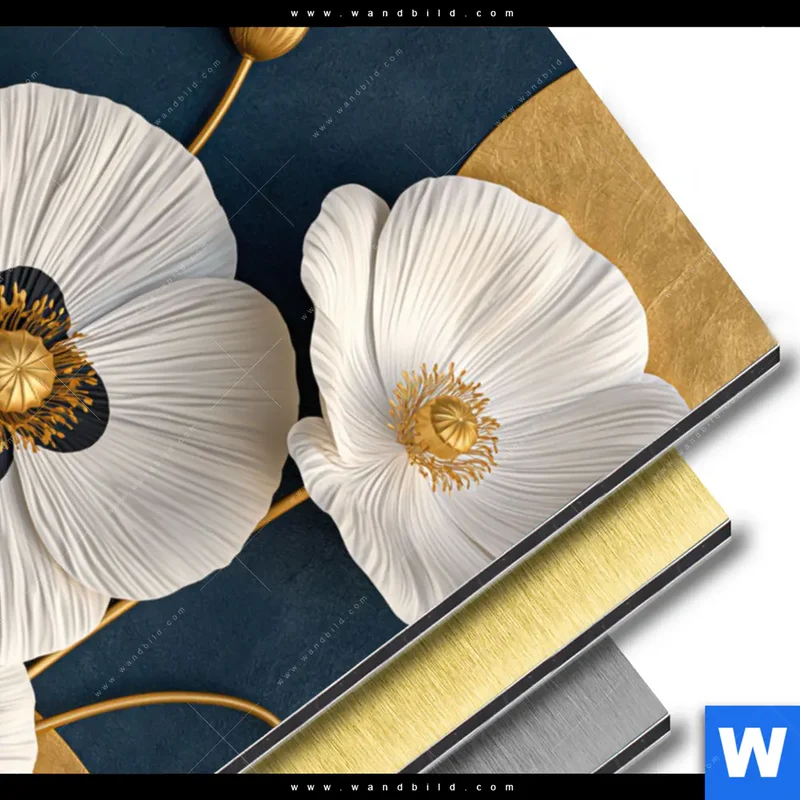 Aluminiumbild gebürstet | Golden Poppies | Hochformat