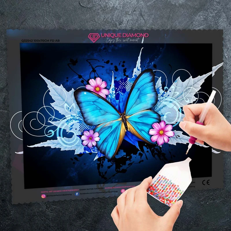 5D Diamond Painting – Blauer Schmetterling