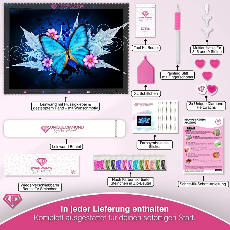 5D Diamond Painting – Blauer Schmetterling