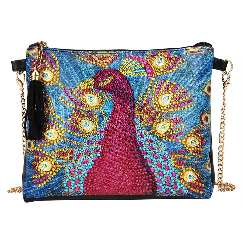 Diamond Painting Tasche Roter Pfau