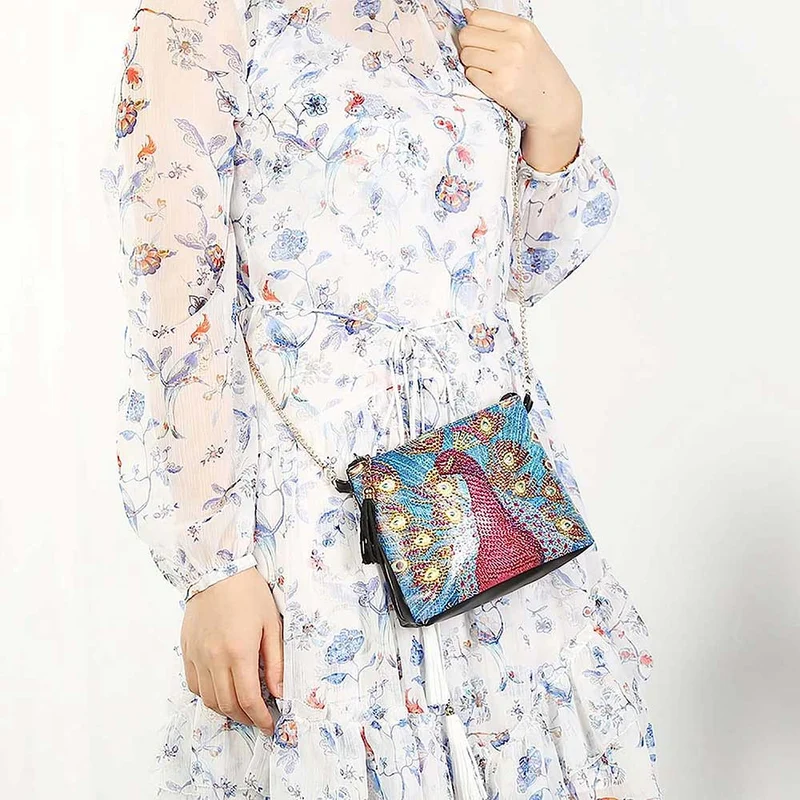 Diamond Painting Tasche Roter Pfau