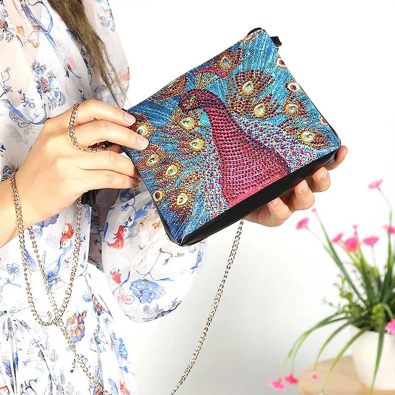 Diamond Painting Tasche Roter Pfau