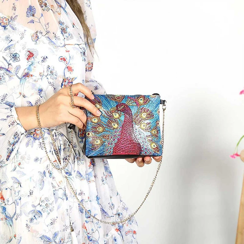 Diamond Painting Tasche Roter Pfau