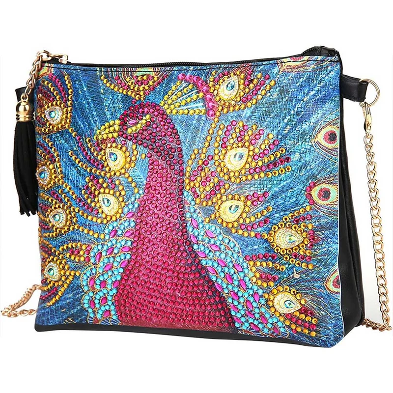 Diamond Painting Tasche Roter Pfau
