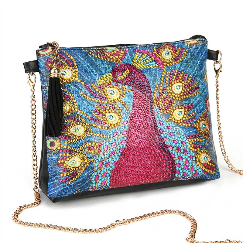 Diamond Painting Tasche Roter Pfau
