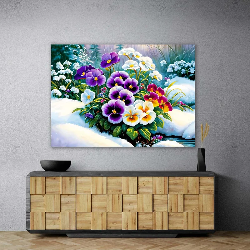 5D Diamond Painting – Stiefmütterchen im Schnee