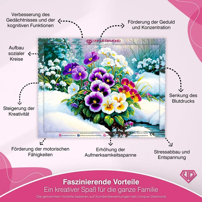 5D Diamond Painting – Stiefmütterchen im Schnee