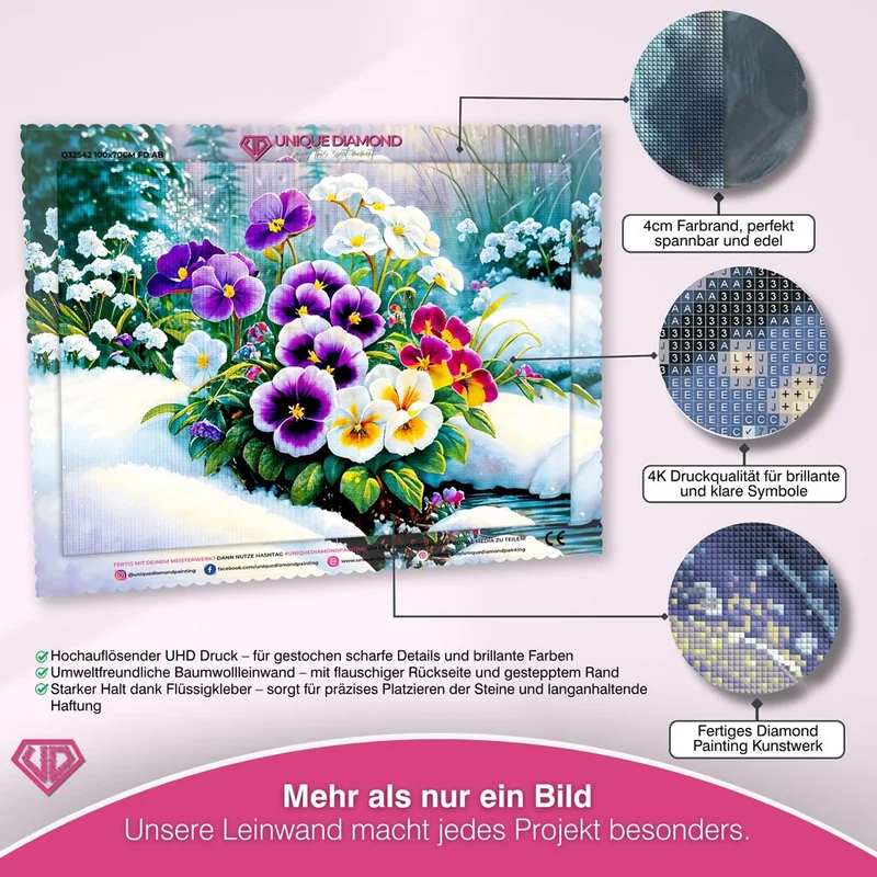 5D Diamond Painting – Stiefmütterchen im Schnee