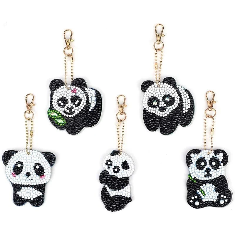 5D Diamond Painting Schlüsselanhänger Panda