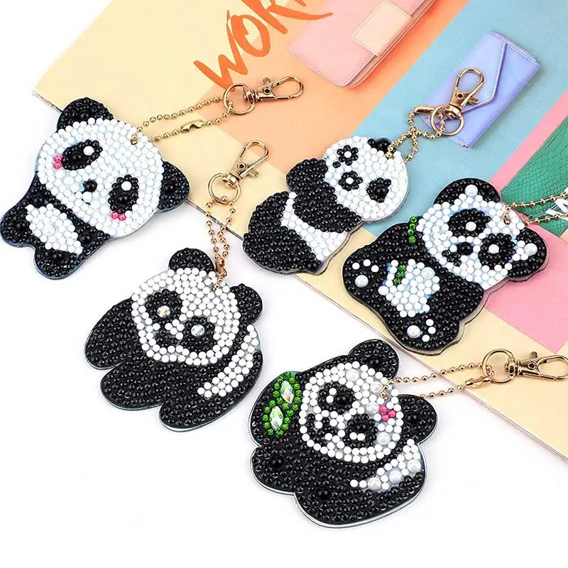 5D Diamond Painting Schlüsselanhänger Panda