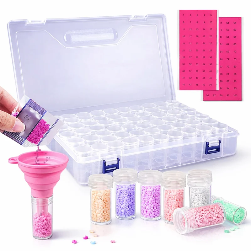 Diamond Painting XXL Aufbewahrungsbox mit 80 runde Dosen