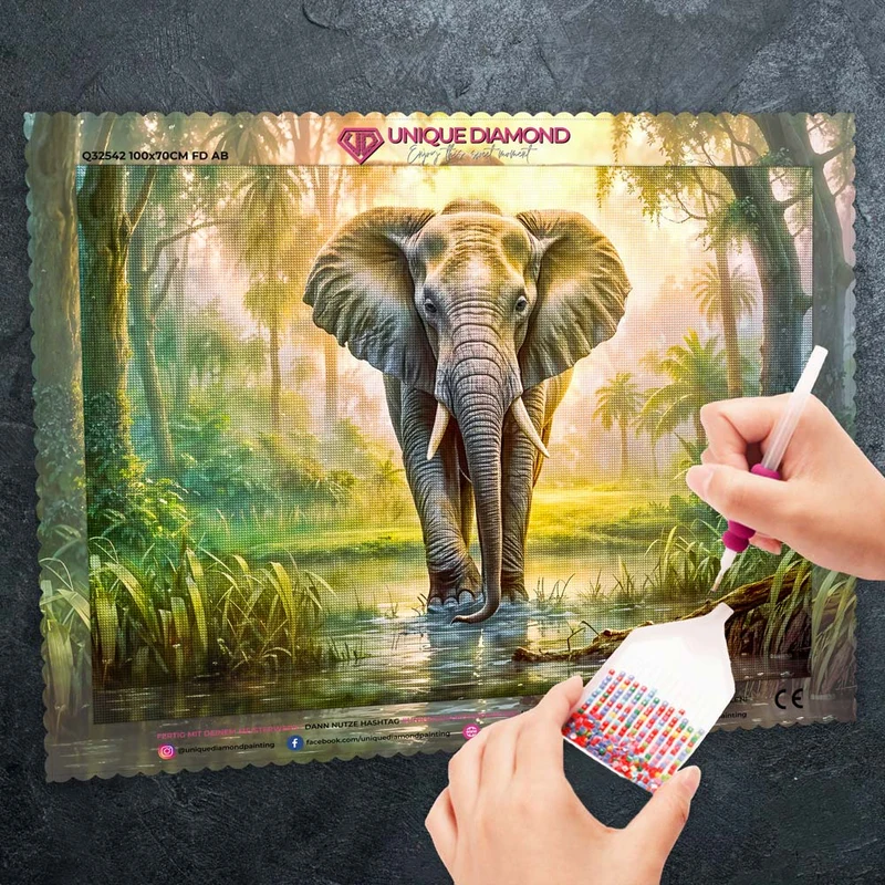 5D Diamond Painting – Elefant im Dschungel