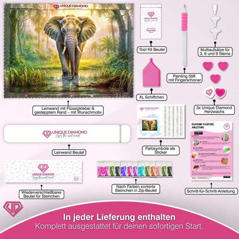5D Diamond Painting – Elefant im Dschungel