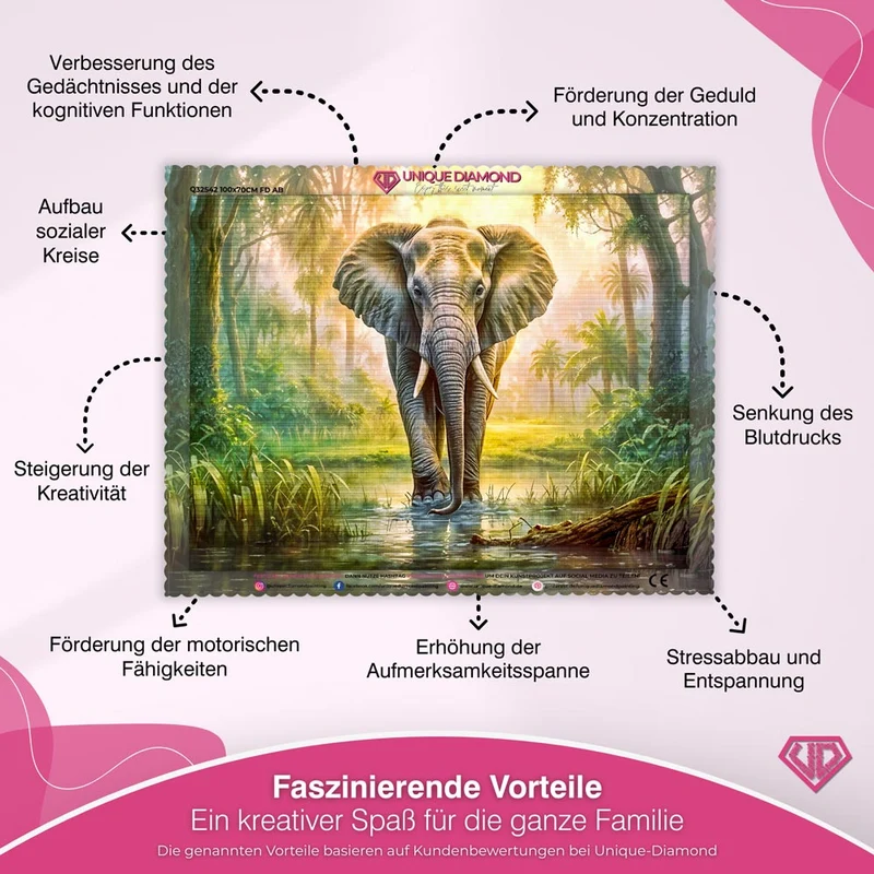 5D Diamond Painting – Elefant im Dschungel