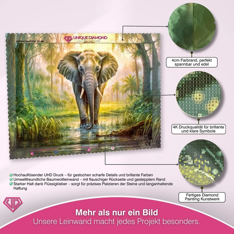 5D Diamond Painting – Elefant im Dschungel