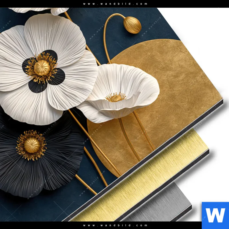 Aluminiumbild gebürstet | Golden Poppies | Quadrat