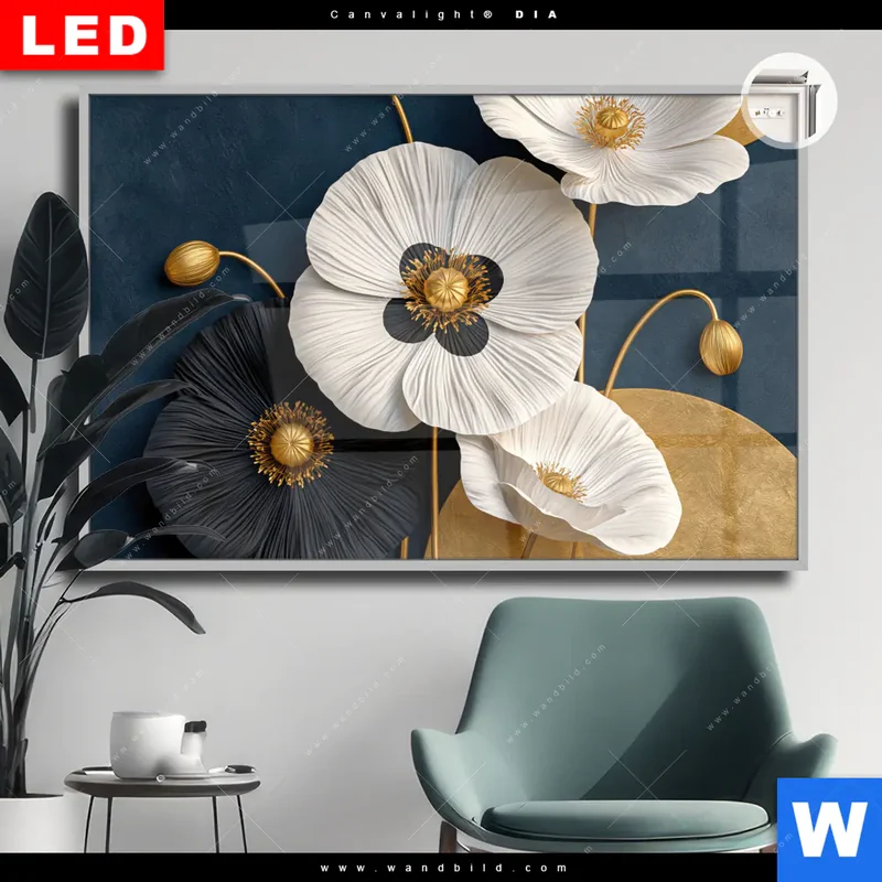Leuchtbild Acrylglas Canvalight® DIA | Golden Poppies | Querformat
