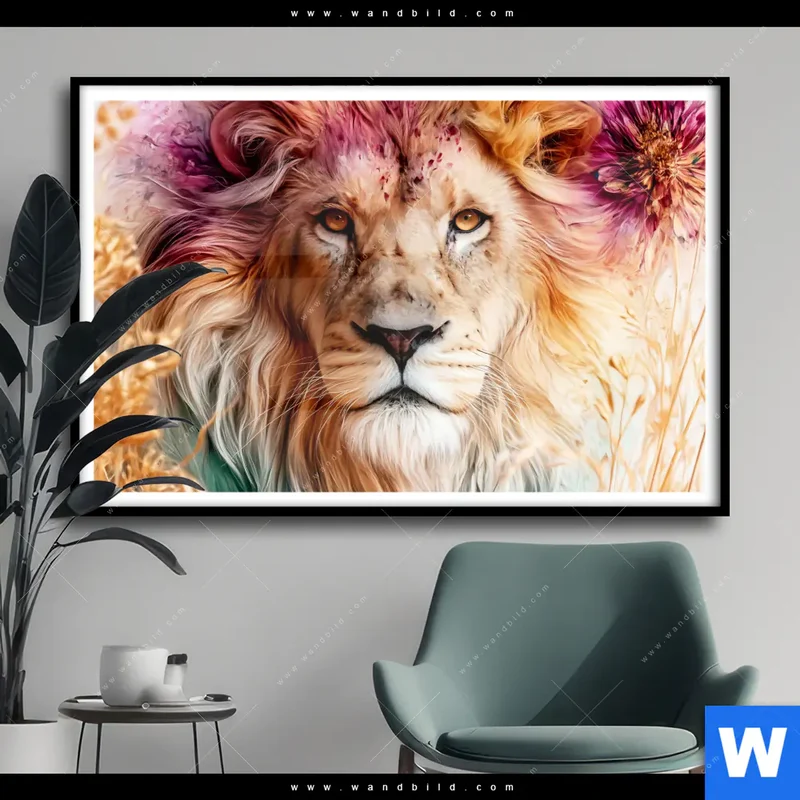Poster | Florale Stärke – Der Löwe | Querformat