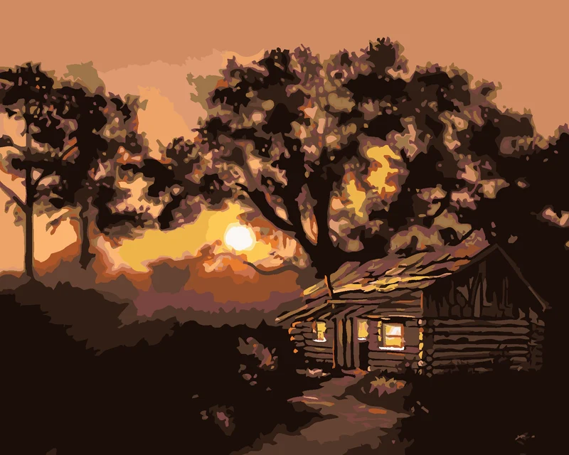 Diamond painting - HÜTTE IN DER ABENDDÄMMERUNG (D. RUSTY RUST)