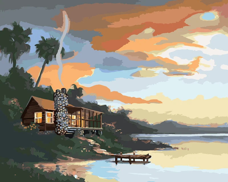 Diamond painting - HÜTTE IN DER ABENDDÄMMERUNG (D. RUSTY RUST)