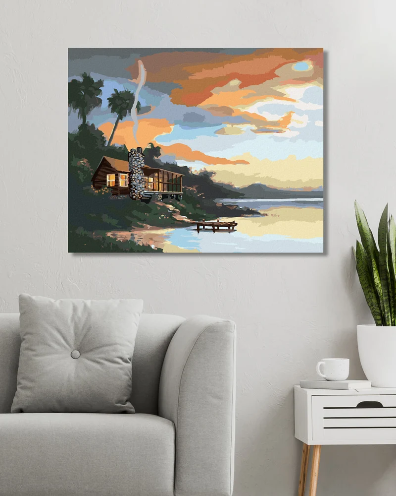 Diamond painting - HÜTTE IN DER ABENDDÄMMERUNG (D. RUSTY RUST)