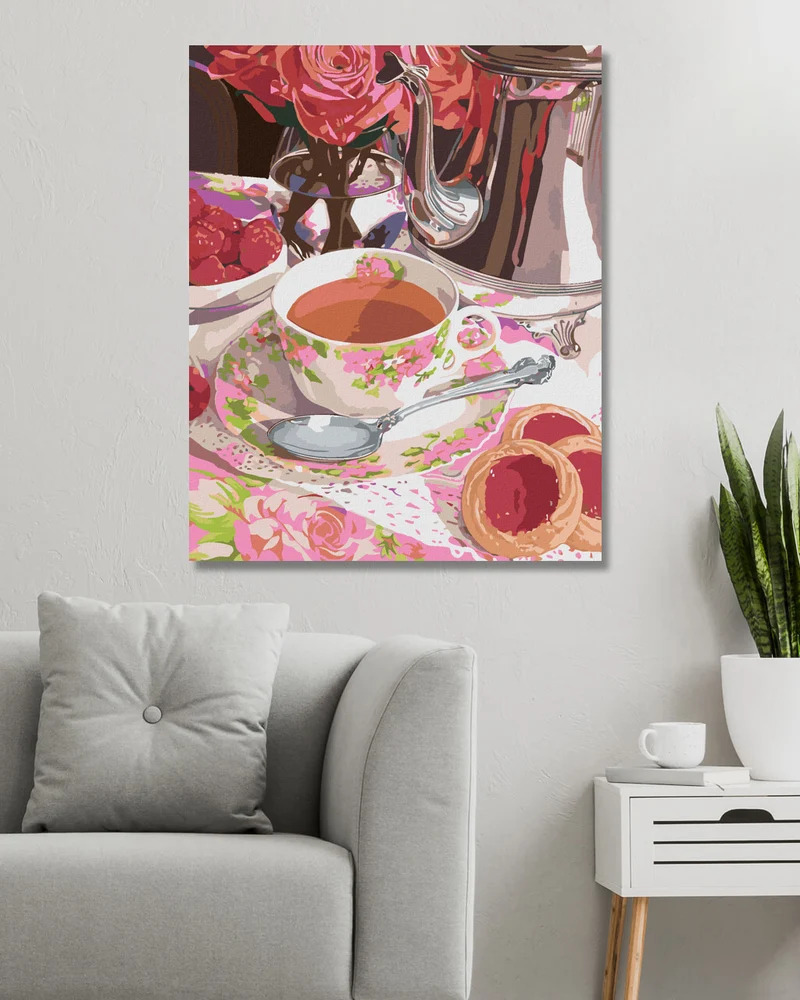 Diamond painting - TEE MIT HIMBEEREN UND ERDBEERKEKSEN (MARDELL SCHUSTER)