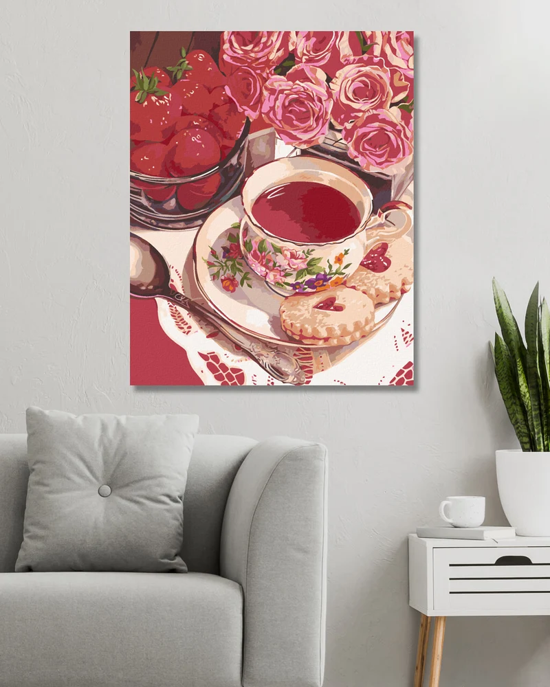Diamond painting - TEE MIT ERDBEEREN UND ROSEN (MARDELL SCHUSTER)