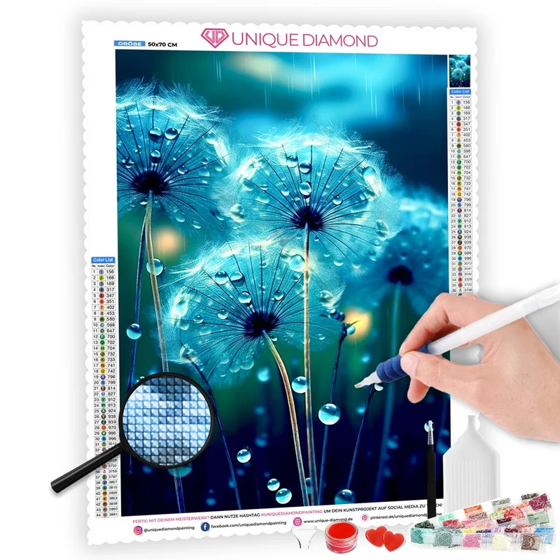 5D Diamond Painting – Pusteblume im Regen