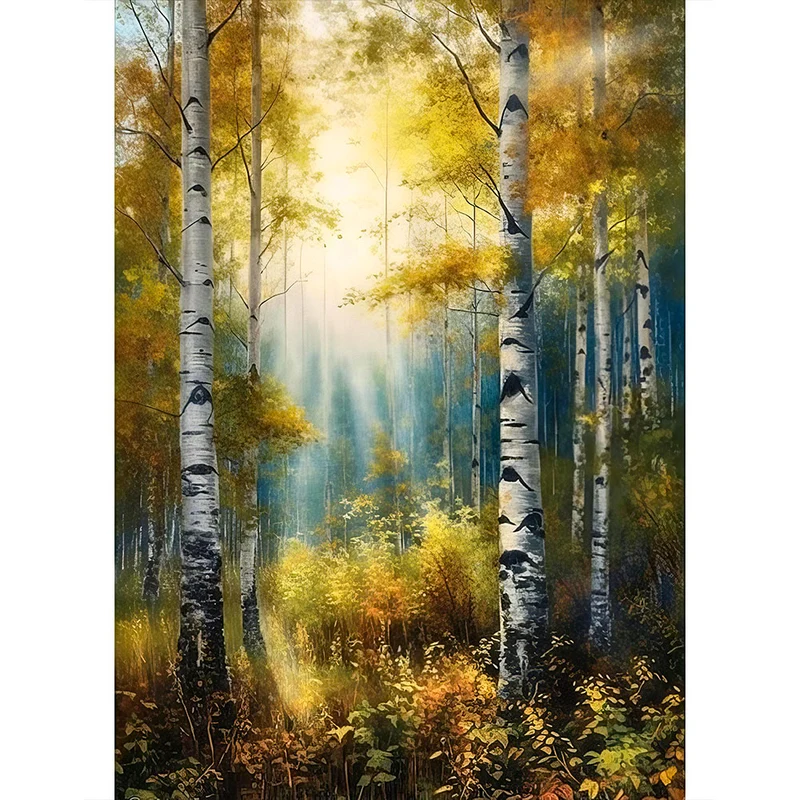 5D Diamond Painting – Herbstlicher Birkenwald