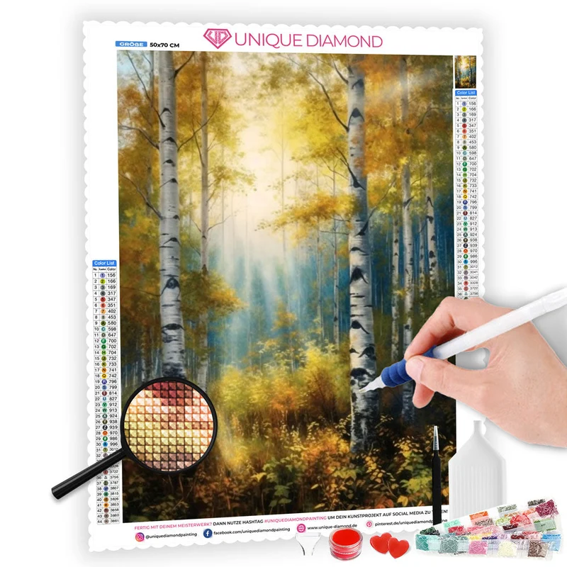 5D Diamond Painting – Herbstlicher Birkenwald