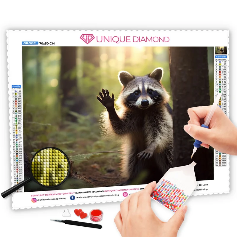 5D Diamond Painting – Hallo Waschbär