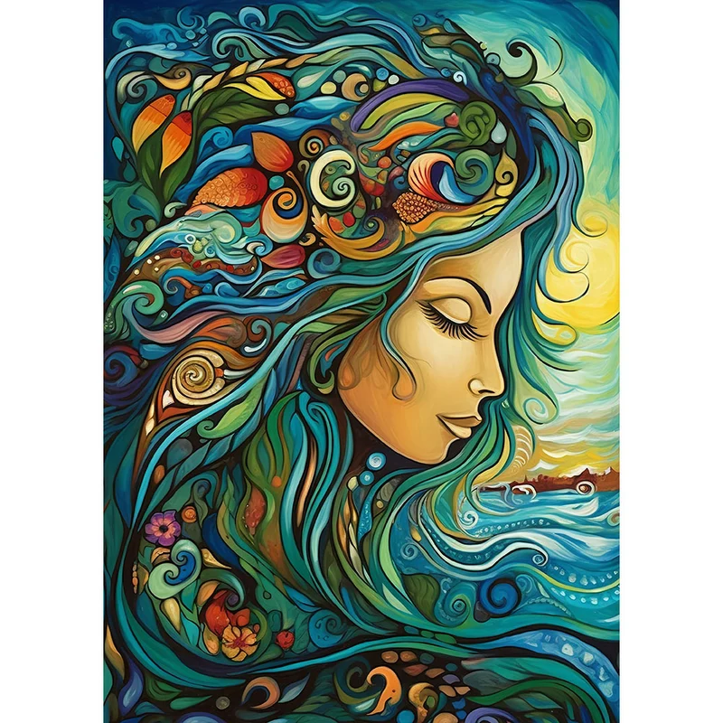 5D Diamond Painting – Happy Woman With Flower Hair