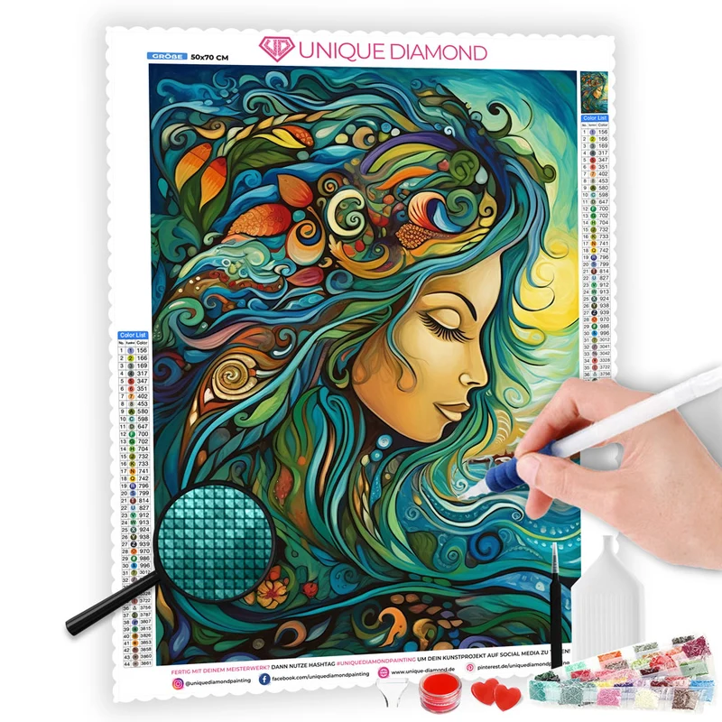 5D Diamond Painting – Happy Woman With Flower Hair