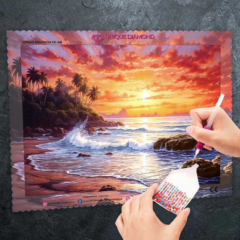 5D Diamant Painting – Sonnenuntergang am Strand