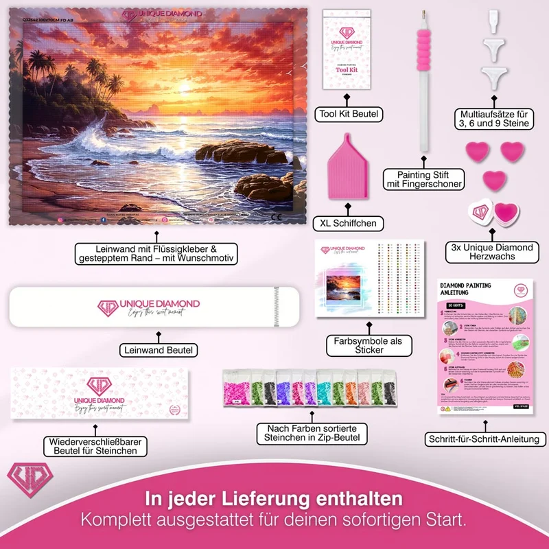 5D Diamant Painting – Sonnenuntergang am Strand